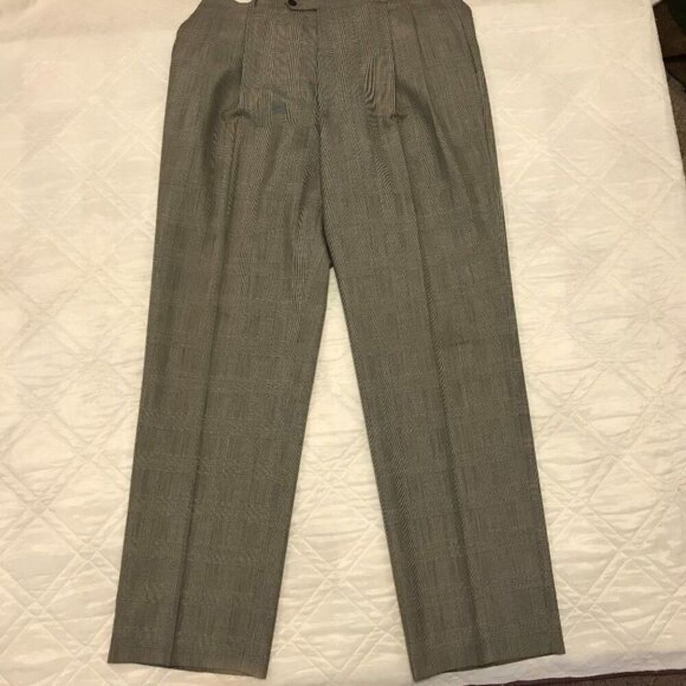 Christopher Hayes‎ black white checked dress pants 38X34